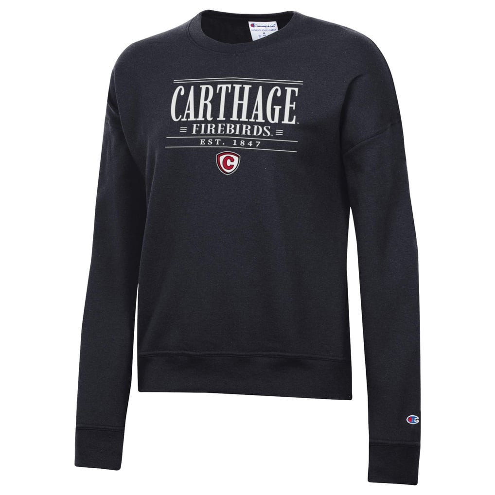  Carthage Firebirds Champion Women's Powerblend Pullover Sweatshirt - Black